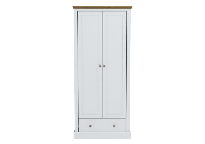 LPD Devon 2 Door 1 Drawer White & Oak Wardrobe