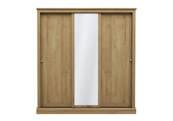 LPD Devon Oak 3 Door Sliding Mirrored Wardrobe