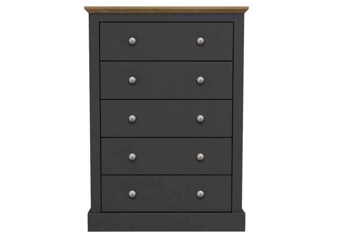 LPD Devon Charcoal & Oak 5 Drawer Chest