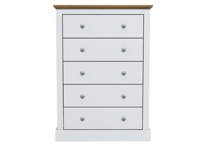 LPD Devon White & Oak 5 Drawer Chest