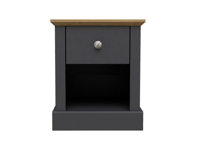 LPD Devon 1 Drawer Charcoal & Oak Lamp Table