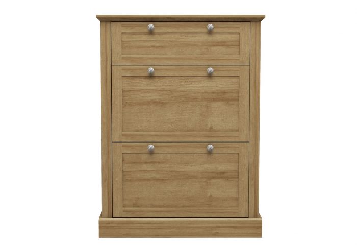 LPD Devon Oak 3 Tier Shoe Cabinet