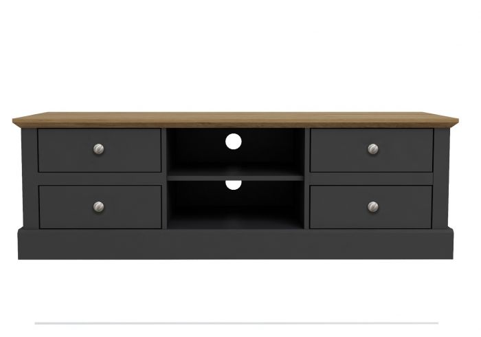 LPD Devon Charcoal & Oak 4 Drawer TV Unit