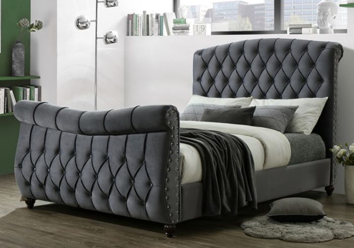 Sareer Lachelle Dark Grey Fabric Bed Frame