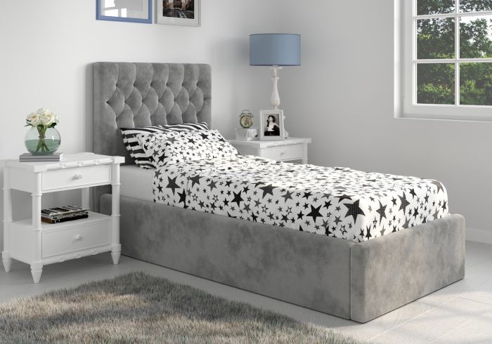 Flair Milan Velvet Single Ottoman Bed
