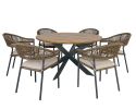 Maze Bali Rope Weave 6 Seat Round Fixed Dining Set