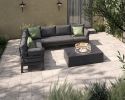 Maze Oslo Corner Group with Rectangular Gas Fire Pit Table - Charcoal