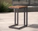 Maze Oslo U Shaped Teak Top Side Table - Charcoal