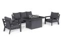 Maze Manhattan Reclining 3 Seat Sofa Set with Fire Pit Table & Footstools