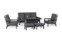 Maze Manhattan Reclining 3 Seat Sofa Set with Fire Pit Table & Footstools