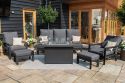 Maze Manhattan Reclining 3 Seat Sofa Set with Fire Pit Table & Footstools