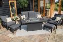 Maze Manhattan Reclining 3 Seat Sofa Set with Fire Pit Table & Footstools