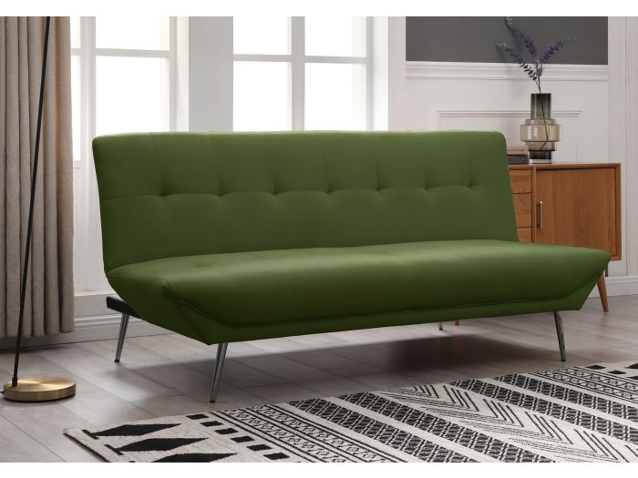 Limelight Astrid Fabric Sofa Bed contemporary design available in Navy blue Olive green and Grey deep padded seat and backrest