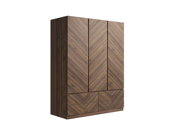 GFW Catania 3 Door 4 Drawer Wardrobe modern style with a herringbone inspired design available in an oak or walnut effect finish