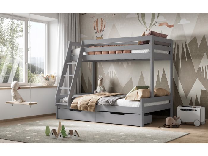 Noomi Nora Solid Wood Triple Bunk Bed with Optional Storage (FSC-Certified)
