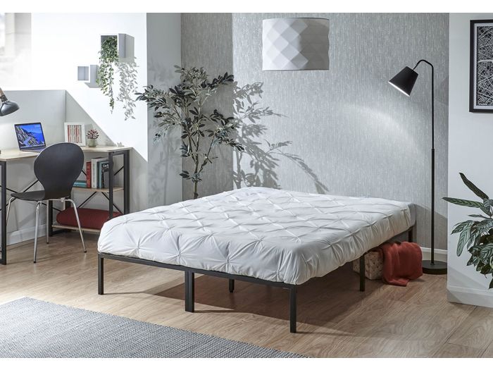 GFW Kore Metal Bed Frame Minimalist design powder coated steel and solid wooden slatted base