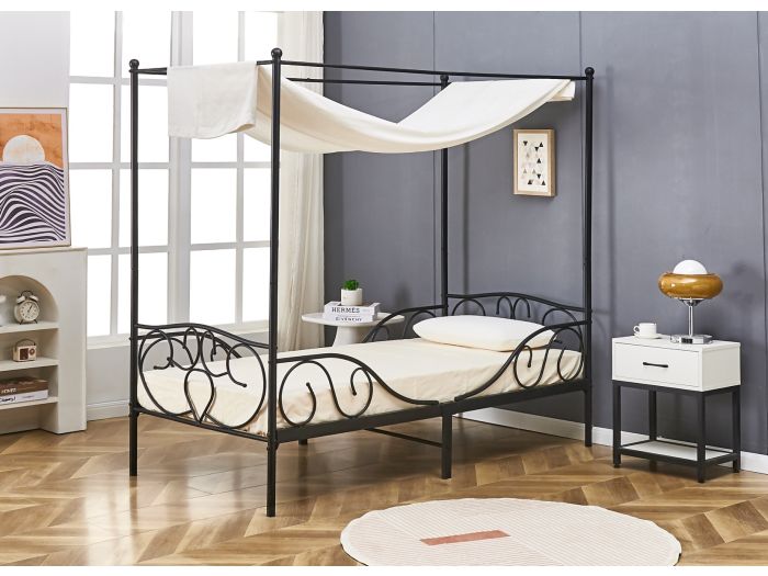 Flair Liberty Black Metal Four Poster Bed With Side Rails