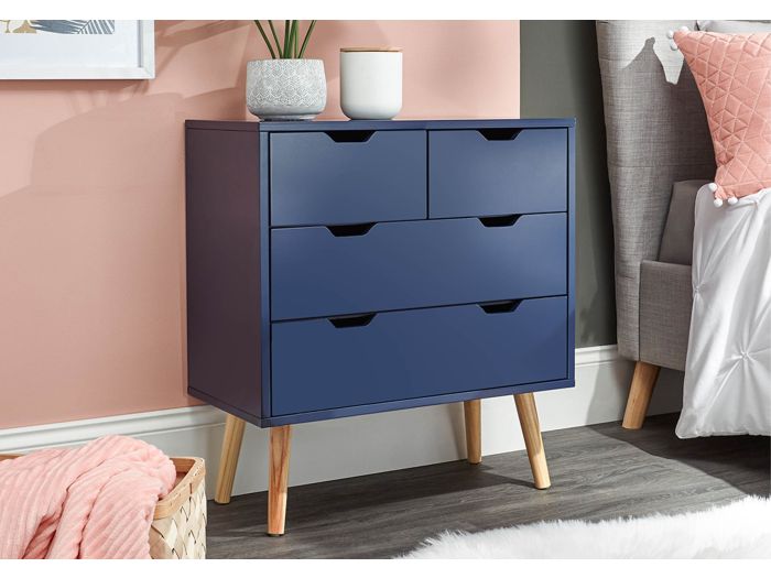 GFW Nyborg 2+2 Drawer Chest Modern design available in night shadow blue grey and white with splayed wooden legs