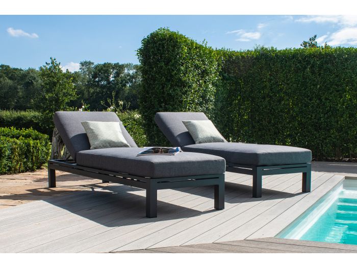 Maze Oslo Double Sunlounger Set - Charcoal