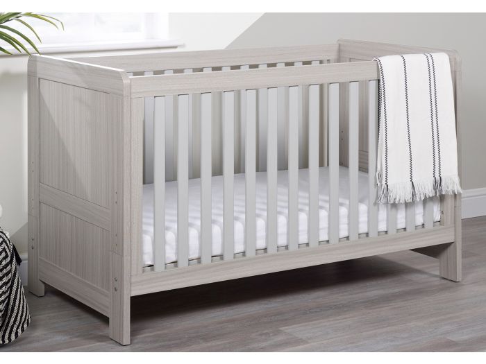 Ickle Bubba Pembrey Cot Bed modern style, ash grey with slatted base