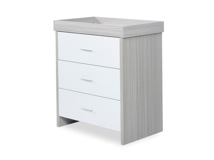 Ickle Bubba Pembrey Changing Unit modern style available in ash grey and ash grey and white 3 drawers