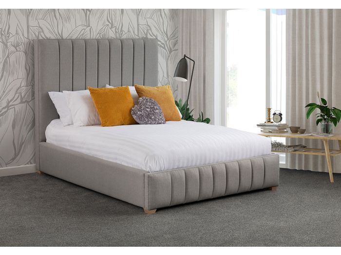 Sweet Dreams Rave Fabric Bed Frame Sprung slatted base 12 fabric options Wooden feet Deep padded headboard