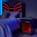 X Rocker Carbon-Tek Bedside Table with LEDs and Wireless Charging - Black