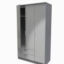 Welcome Furniture Plymouth Tall Triple 2 Drawer Robe Dust Grey