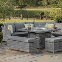 Maze Santorini Deluxe Corner Dining Set with Fire Pit Table