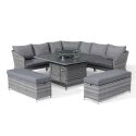 Maze Santorini Deluxe Corner Dining Set with Fire Pit Table