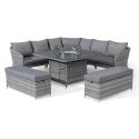 Maze Santorini Deluxe Corner Dining Set with Fire Pit Table