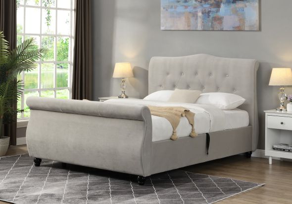 Harmony Beds Mayfair Plush Ottoman Silver