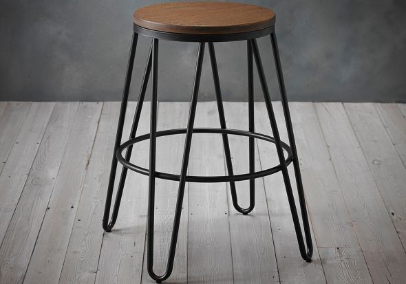 LPD Ikon Wood Seat With Metal Hairpin Leg Bar Stool