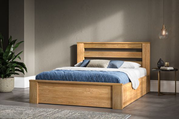 Emporia Beds Charnwood Solid Oak Ottoman closed