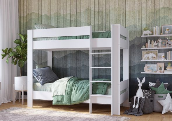 Kidsaw Coast Bunk Bed modern style with clean straight lines and wide panels available in grey and white