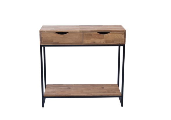 LPD Mirelle Console Table Solid Oak Black Metal Frame