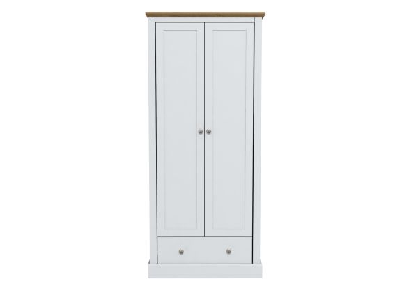 LPD Devon 2 Door 1 Drawer White & Oak Wardrobe