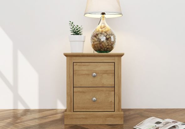 LPD Devon 2 Drawer Oak Bedside