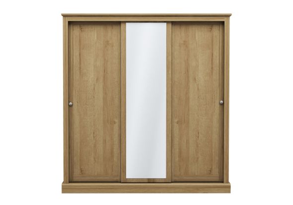 LPD Devon Oak 3 Door Sliding Mirrored Wardrobe