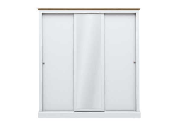 LPD Devon White & Oak 3 Door Sliding Mirrored Wardrobe