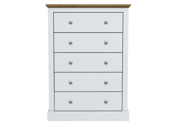 LPD Devon White & Oak 5 Drawer Chest