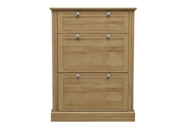 LPD Devon Oak 3 Tier Shoe Cabinet