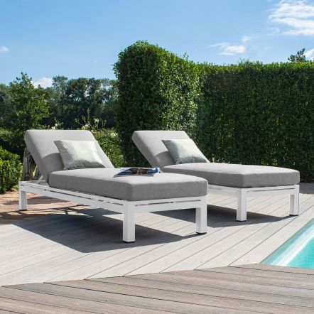 Maze Oslo Double Sunlounger Set - White