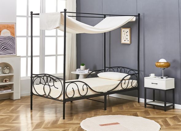 Flair Liberty Black Metal Four Poster Bed With Side Rails