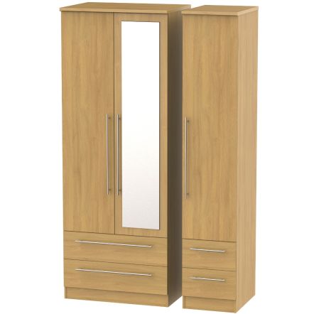 Welcome Furniture Sherwood Tall Triple 2 DrawerMirror + DrawerRobe Modern Oak