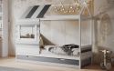 White and Grey Woodland House Bed With Trundle