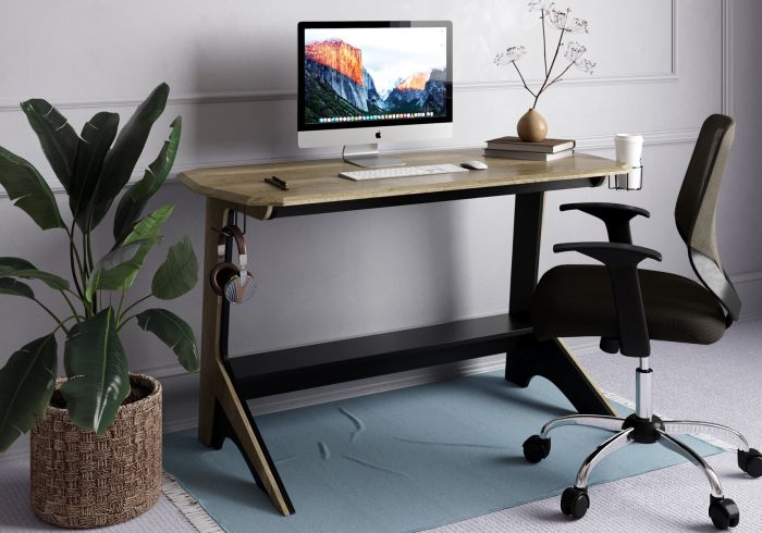 Alphason Jersey Black and Oak Finish Desk With Holders