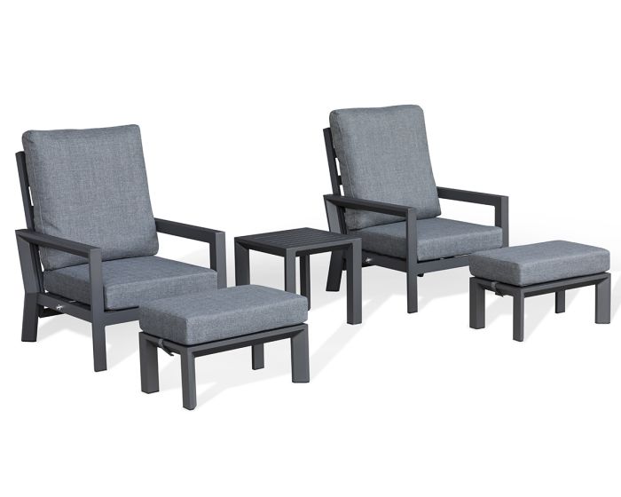 Maze Manhattan 2 Seat Reclining Lounge Set - Grey