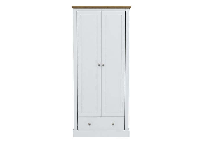 LPD Devon 2 Door 1 Drawer White & Oak Wardrobe