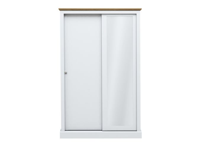 LPD Devon White & Oak 2 Door Sliding Mirrored Wardrobe